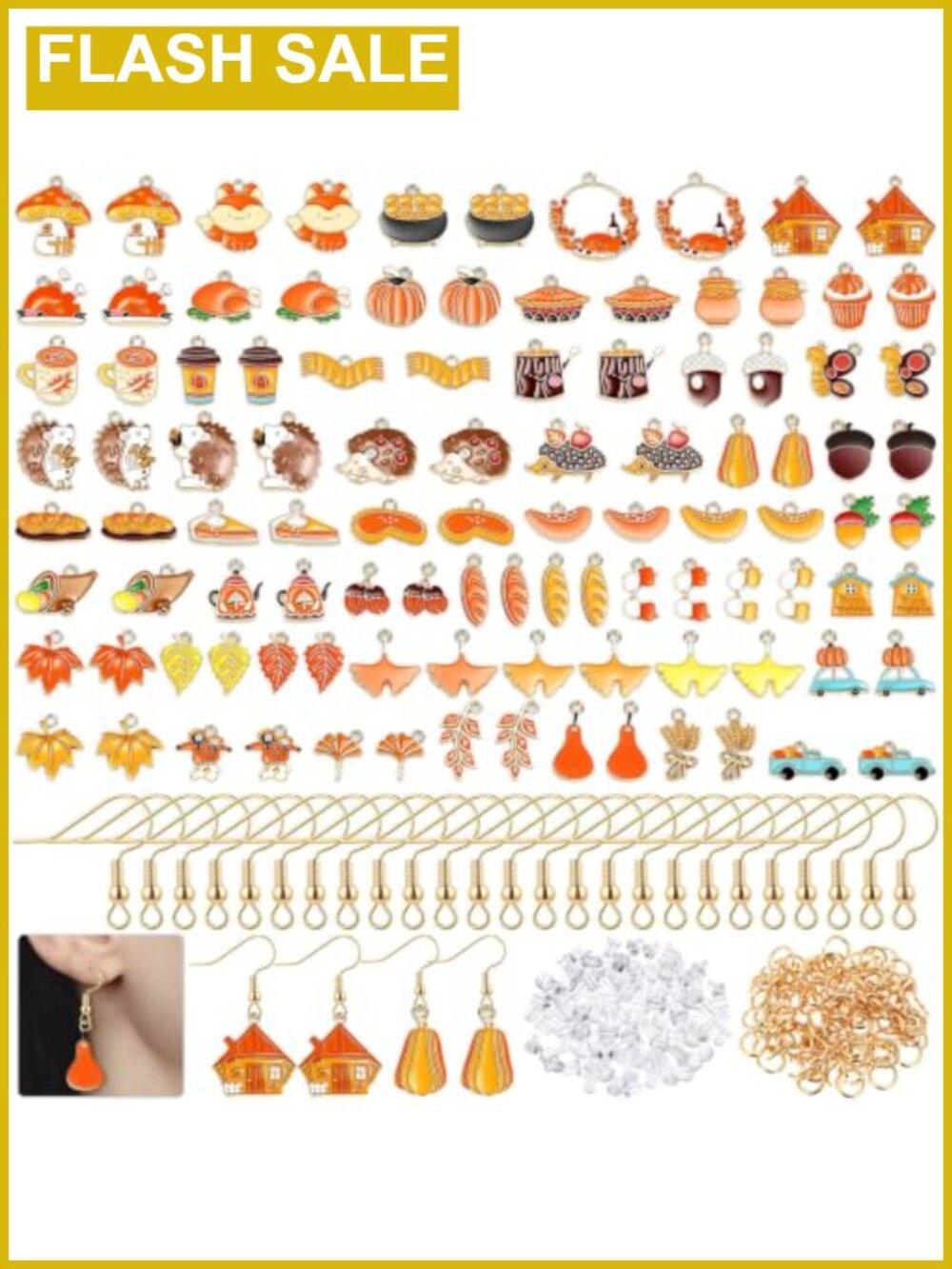 Fall Charms Earrings Making Kit Zinc Alloy Enamel DIY Jewelry Kit 400 Pcs